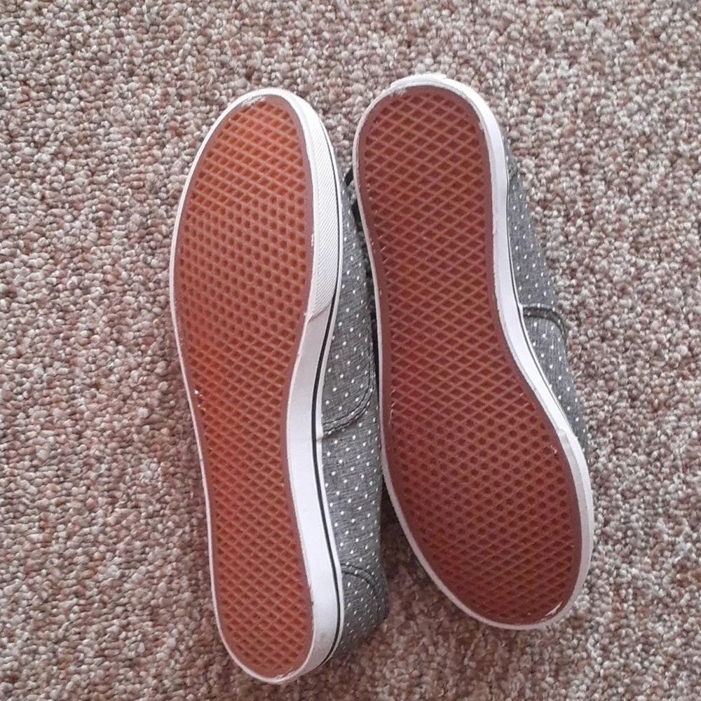 Vans Gray Polka Dot Sneakers Canvas Lace Up Low Top Casual SIZE 5.5M 7W